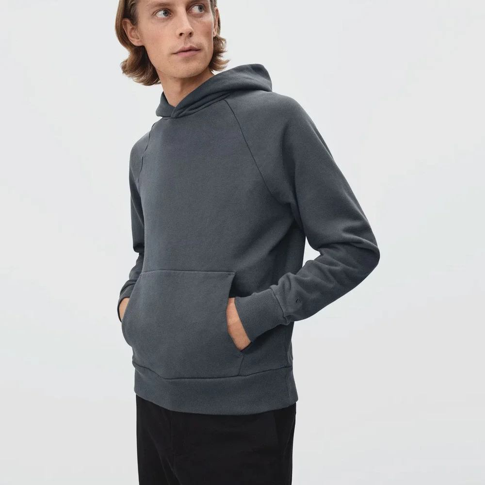 Everlane Track Hoodie Dark Gray Grey 100% Organic Cotton NWT Pocket Sweatshirt S - Picture 1 of 7